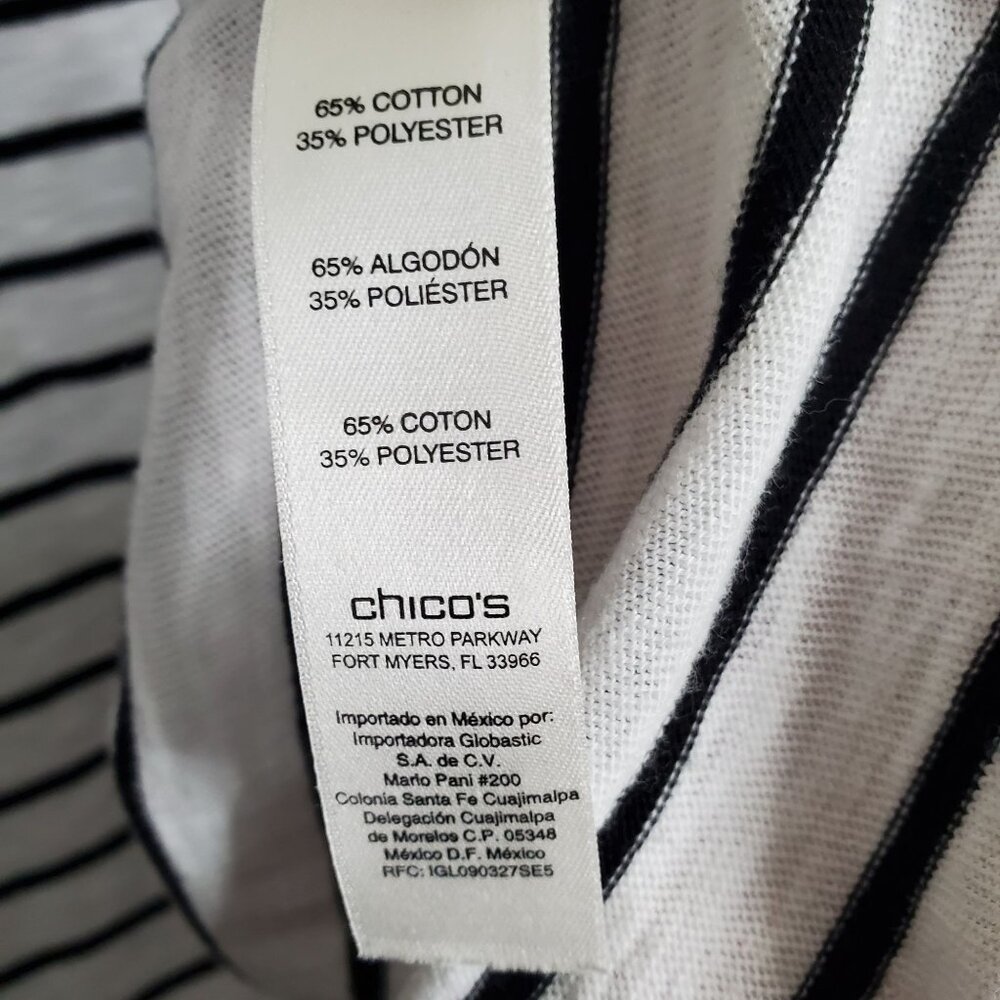 Chicos 3 Size XL Shirt Nautical Stripe Banded Kimono Half Sleeve Relaxed Knit - Picture 5 of 8